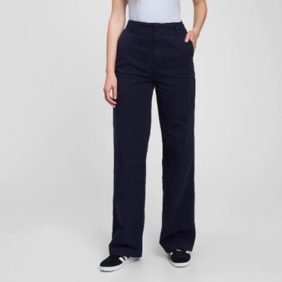 NWT! GAP Navy Blue Loose Khaki with Washwell - Size 14 Tall 🩵 - Picture 1 of 9
